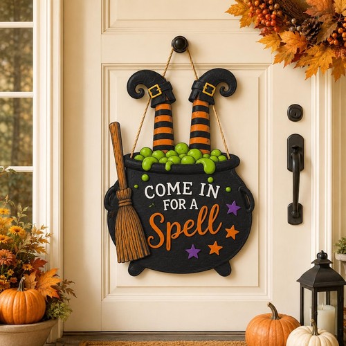 Halloween witch cauldron door - halloween,