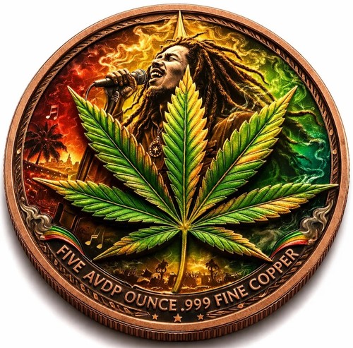 5oz copper bob marley - bob, cannabis
