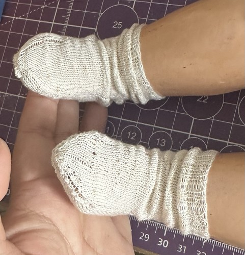 Handmade antique doll socks