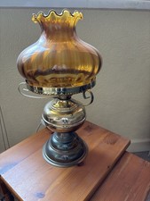 Vintage Amber Glass & Brass