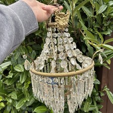 Chandelier & Crystal Cherub French Brass Antique Beautiful Rare Large