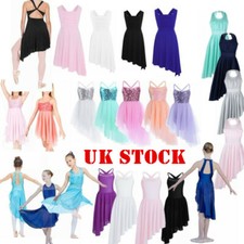 Girls Lyrical Ballet Dance Dress Latin Leotard Skirt Kids Contemporary Dancewear