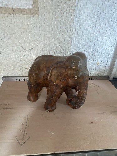 Large wooden carved elephant - carved,