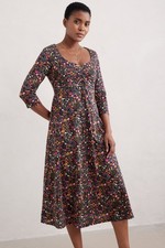 Seasalt Women's Regular Secret Cove 3/4 Sleeve Midi Dress Garden Harvest Maritim