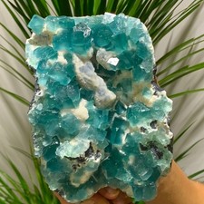 4.46LB  Natural blue green Cube Fluorite Mineral Crystal Specimen/China