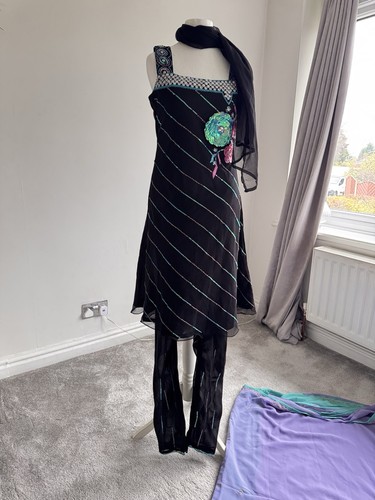 Black floaty punjabi suit - punjabi,