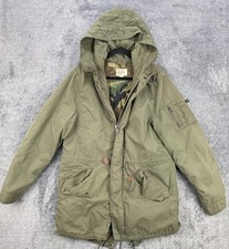 Alpha Industries Jacket Mens Large Green M-65 Fishtail Parka Camo Lined Hooded