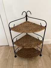 Boho Wicker Corner Shelf Unit