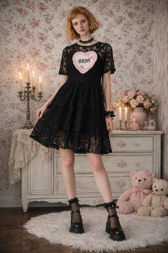 Lazy oaf brat black - black, lace