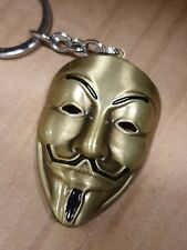 V for Vendetta Dystopian Guy Falkes Bronze Mask Keyring UK Seller Free P&P