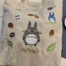 Japan Ghibli Totoro embroidery Shoulder Bag Canvas School bag