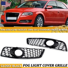 2x For Audi A3 8P 2009-2013 Mesh Honeycomb Bumper Fog Light Grill Grille Cover