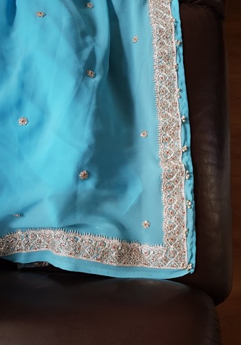 Sky blue silver embroidered - sky,