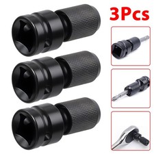 3PC 1/2" Square Drive to 1/4" Hex Socket Adapter Quick Release Impact Bit Holder