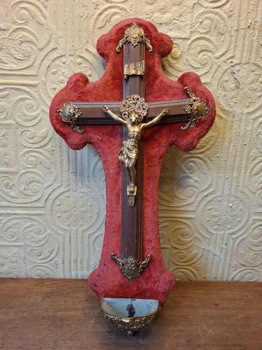 Antique french crucifix red - crucifix,