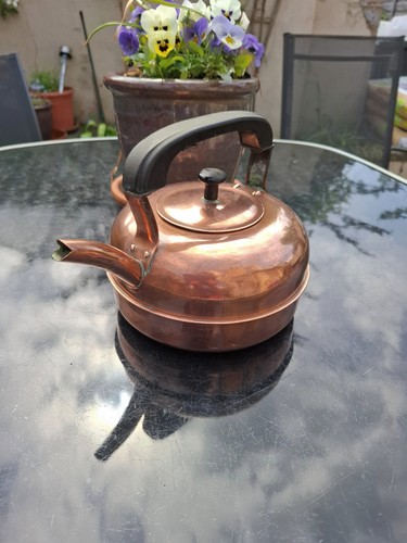 Antique copper kettle with - antique,