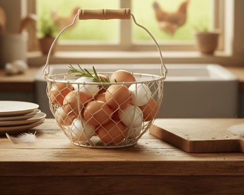 Metal wire egg basket - egg,