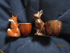 Quail Pottery - Fox and Hare Egg Cups in Brown