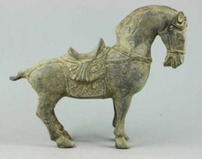 ancient Old Folk collectibles earth Copper Bronze Horses Horse Carved Statue