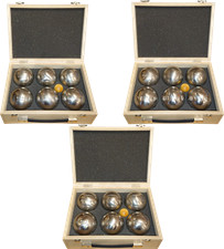 Petanque/Boule Set of 6 Obut Leisure Balls, Stainless Steel + Wooden Case. Choose Design