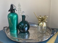 Vintage Large Oval Tray Silver Plated Gallery Butler by Cavalier Drinks Display