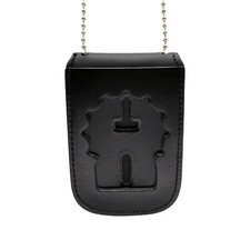 Leather Badge And ID Holder Neck Hanger With Chain Cutout Fits NYPD Detective