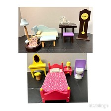 Kidkraft Dollhouse Furniture Lot Of 15 Bedroom Living Room Piano Cat
