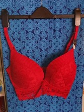 New Look Red Diamonds and Floral Lace Longline Bra (Multiple Sizes)