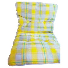 Vintage Easy Way Products Vinyl Coated Outdoor Chair Striped Plaid Cushions SET 