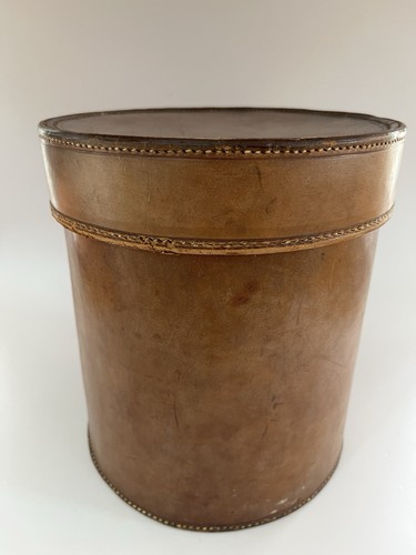 Vintage leather storage bin - vintage,
