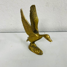 VTG Solid Brass Flying Duck Wings Open Heavy 7.5” Tall Home Decor Bird Decor HLN