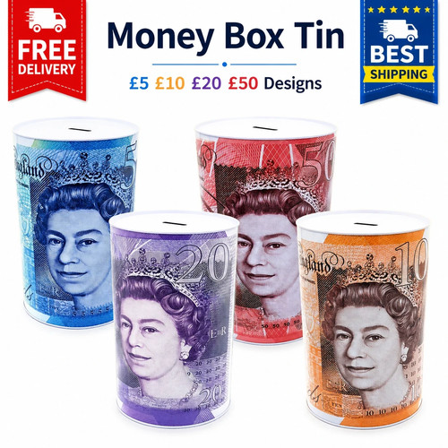 Money box tin 10 20 - box, £20