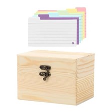 Card Holder Wooden Origanizer Recipe Box File Organizer Notecards Dividers