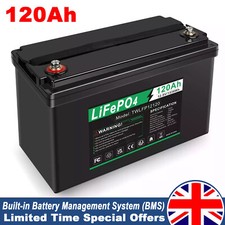 12V 120Ah Lifepo4 Lithium Battery Deep Cycles BMS RV EV Boat Solar Off-grid UK 