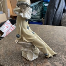 Vintage Nao By Lladro Wandering Minstrel Pierrot Clown  Figurine A/f