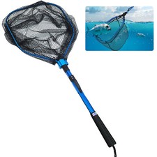 Fishing Net Rubber Coated Mesh Fly Trout Salmon Carp Coarse Sea Landing Folding
