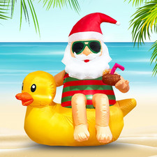 4.5FT Inflatable Santa on Duck