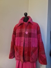 Avoca Bright Pink&red Checked Cotton , Mohair Jacket Size Uk 10.