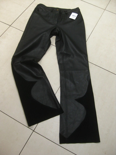 Real leather bootcut trousers - leather,
