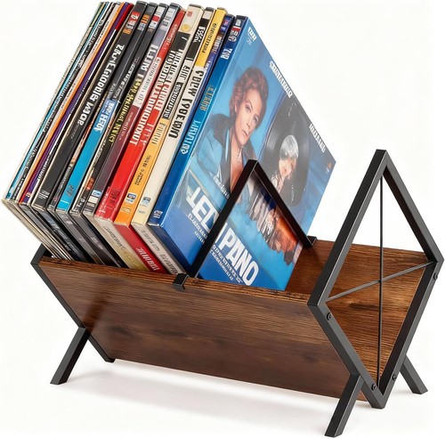 Wood record storage rack - storage,