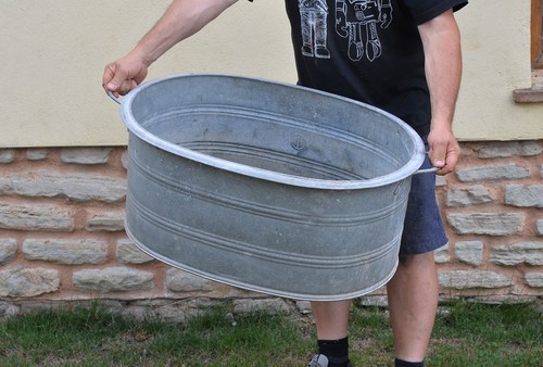 Vintage old galvanized bath - old,