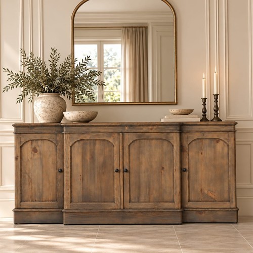 Large rustic pine sideboard - pine,