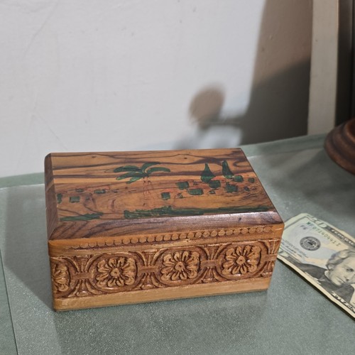 Hand carved wooden trinket - hand,