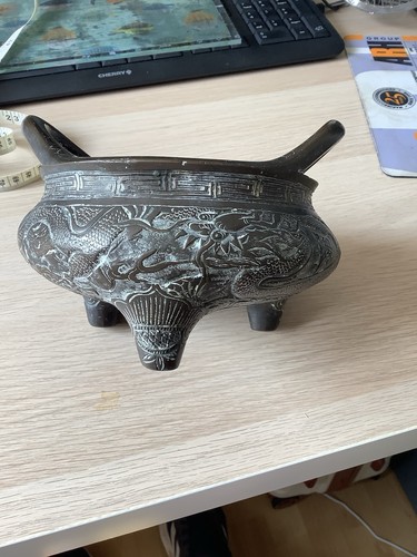 Chinese bronze tripod incense - chinese,