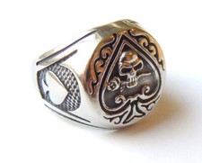 Skull Ace of Spades Gothic Ring - Stainless Steel Death Military Biker Jewellery