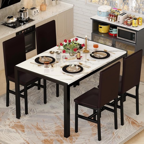 Piece faux marble dining - 5,