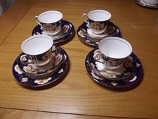 Vintage Salisbury Fine Bone China Tea Trios – Set of 3 (England, c. 1940s–1950s)