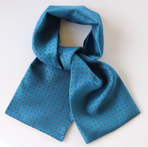 Silk cravat teal blue - blue, daisy