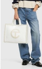 UGG X TELFAR Women White Medium Crinkle Shopper Suede Brand New With Tags