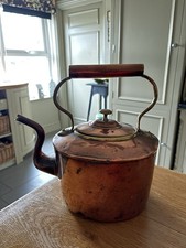 Antique Victorian very large copper and brass kettle